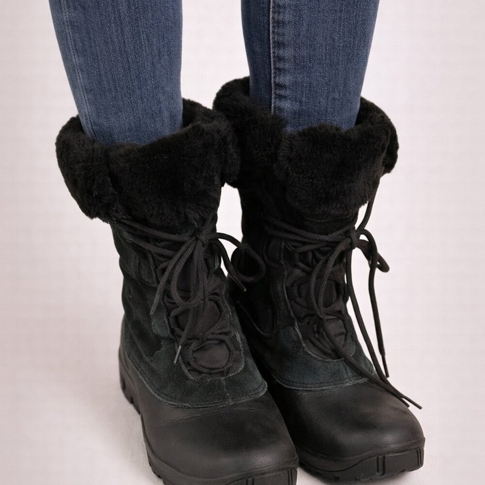 Columbia Sierra Summette Techlight Omni Grip Black Snow Boots Waterproof Sz 7.5